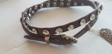 Load image into Gallery viewer, Boot Belt long Brown round rhinestone